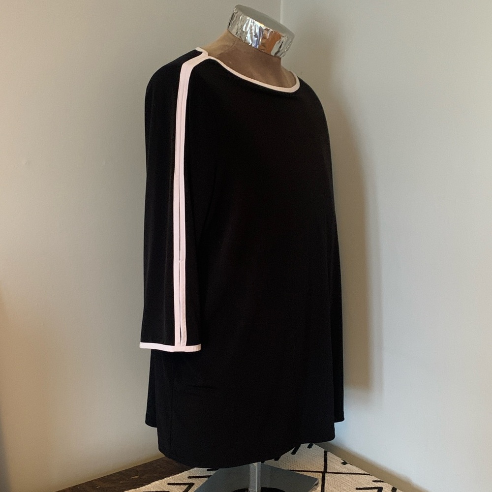 Woman Within Black Blouse with Peekaboo Sleeves Size 22/24